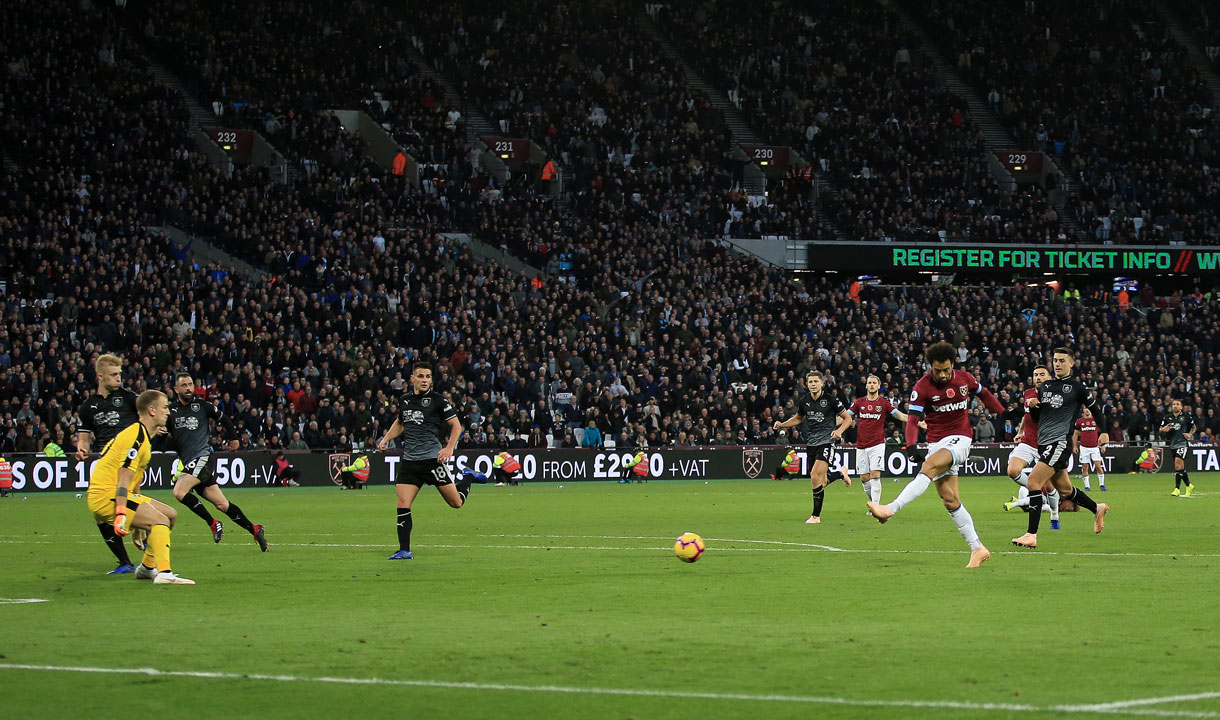 Felipe Anderson scores against Burnley