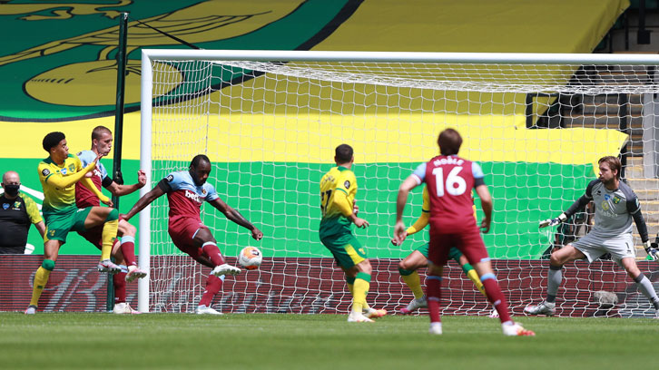 Michail Antonio scores at Norwich