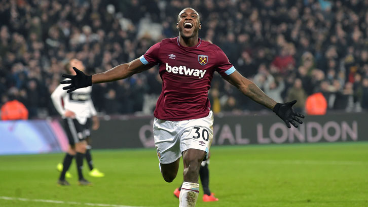 Michail Antonio celebrates scoring against Fulham