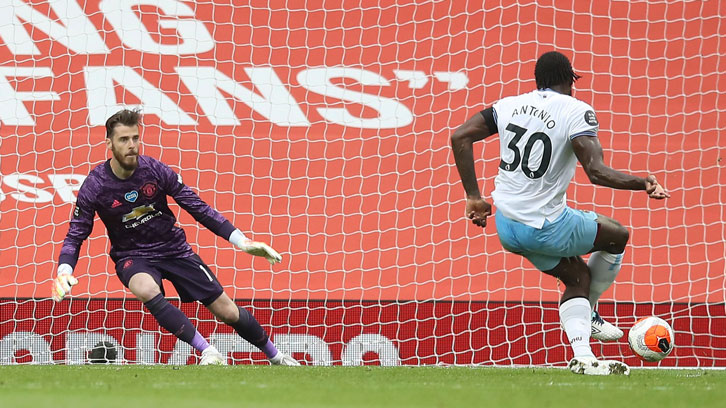 Michail Antonio scores at Manchester United in July