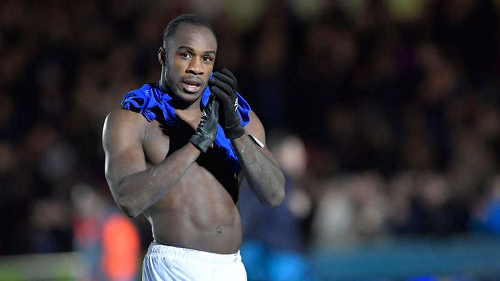 Michail Antonio applauds the supporters at AFC Wimbledon