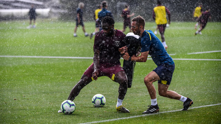 Michail Antonio working hard during pre-season training in Switzerland