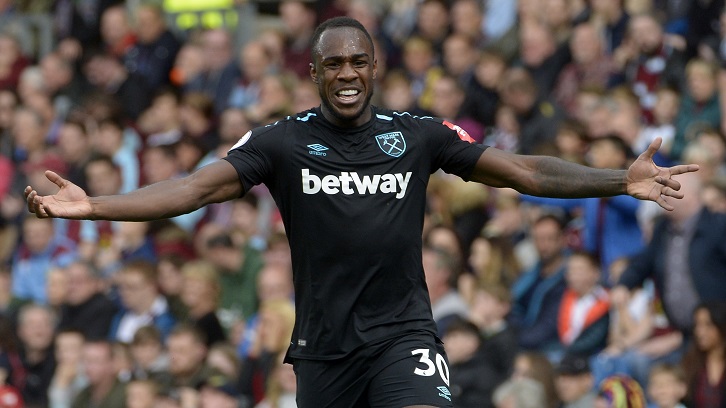 Michail Antonio celebrates his goal at Burnley