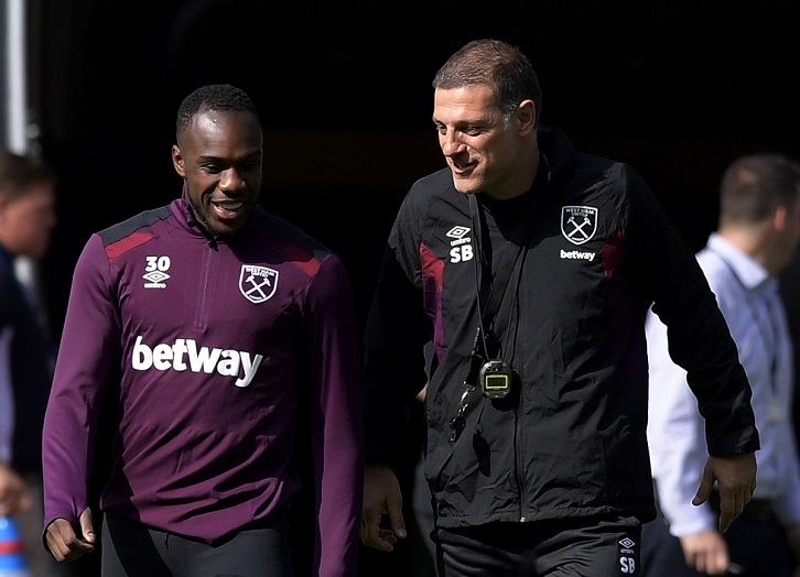 Michail Antonio and Slaven Bilic at London Stadium