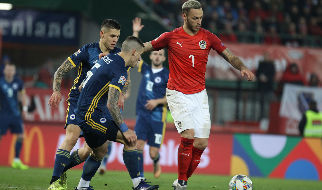 Marko Arnautovic in action against Bosnia