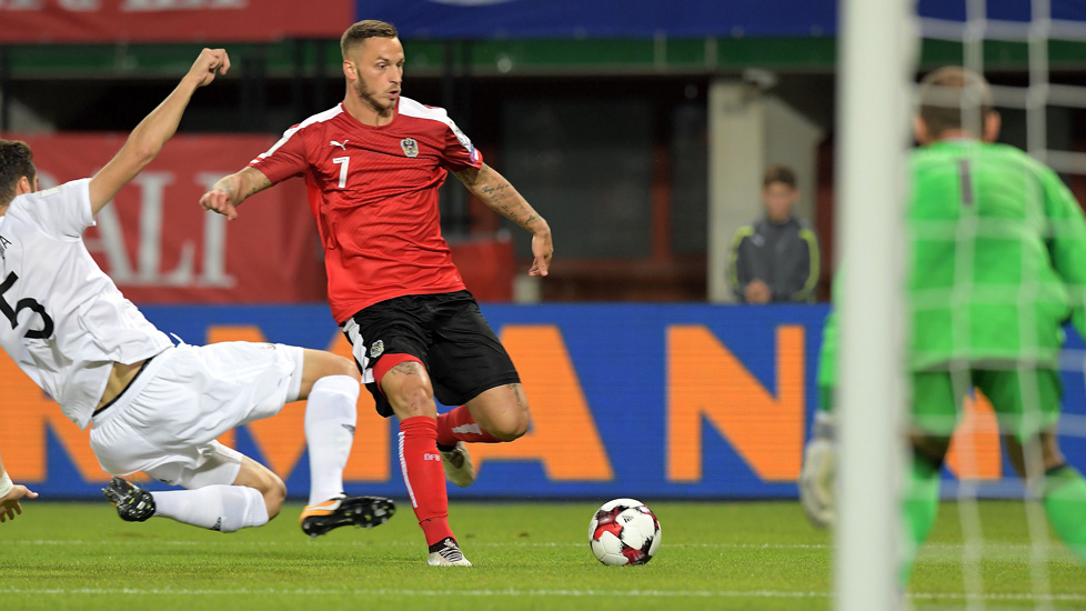 Marko Arnautovic in action for Austria against Georgia