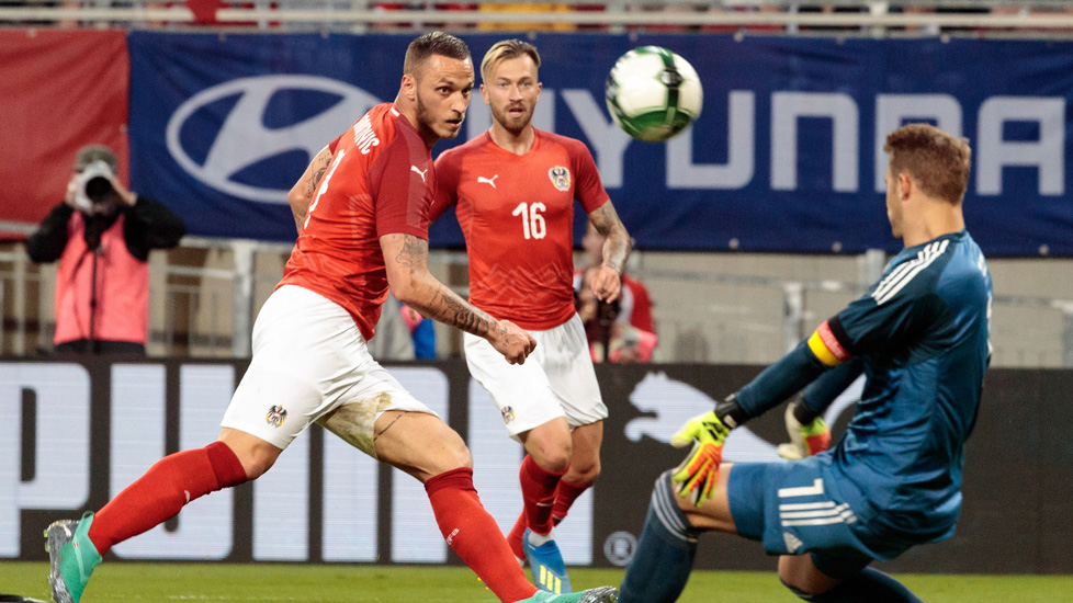 Marko Arnautovic is denied by Manuel Neuer