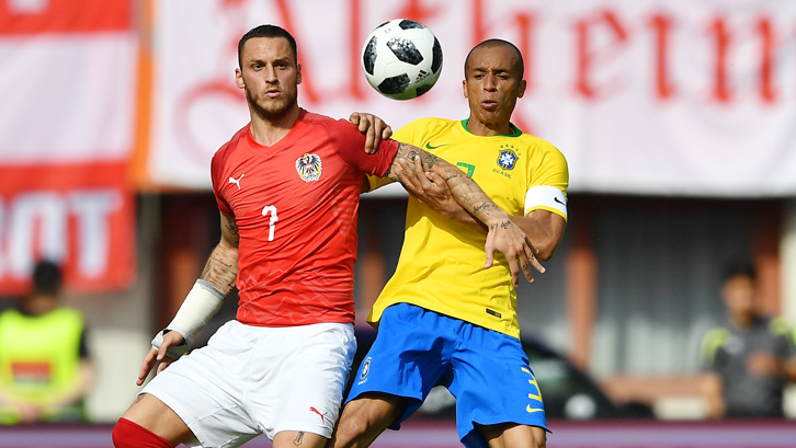 Marko Arnautovic in action against Brazil in Vienna