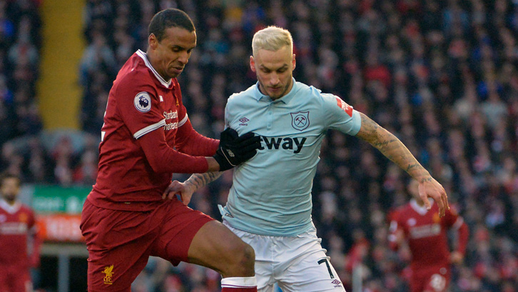 Marko Arnautovic in action at Anfield