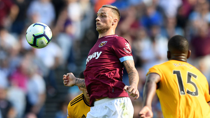 Marko Arnautovic in action against Wolves at London Stadium