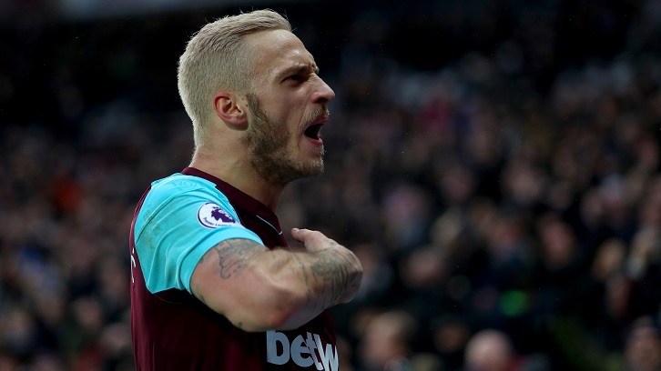 Marko Arnautovic celebrates scoring against Watford