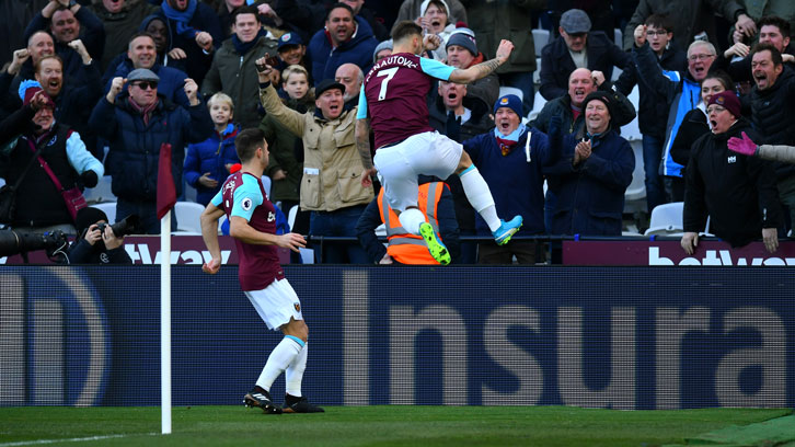 Marko Arnautovic opened his account in Claret and Blue against Chelsea in December