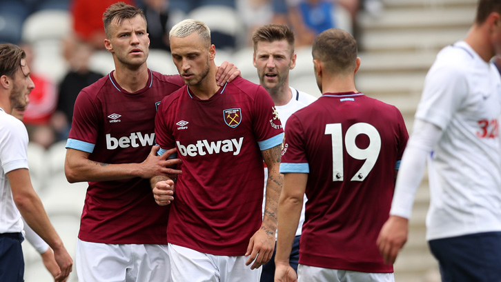 Marko Arnautovic celebrates scoring against Preston