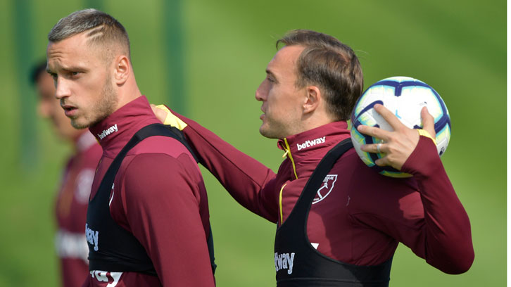 Marko Arnautovic and Mark Noble in training