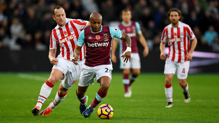 Andre Ayew in action against Stoke City