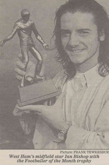 Ian Bishop with his Evening Standard Footballer of the Month award