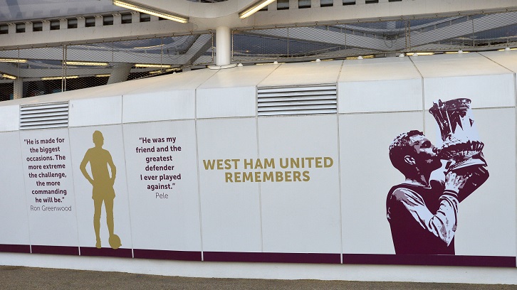 A giant commemorative mural design has been added to the outer wall of London Stadium