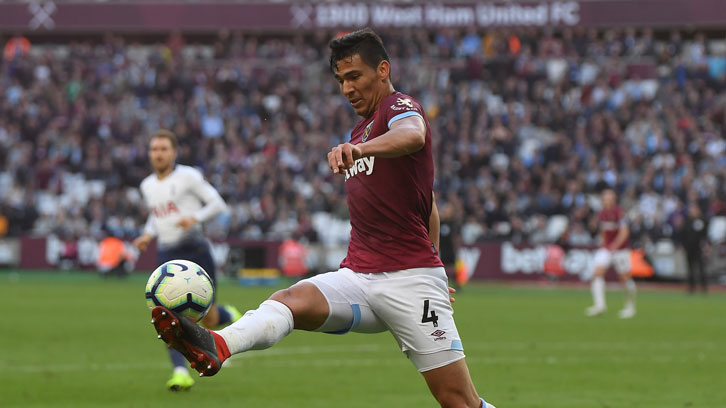 Fabian Balbuena in action against Manchester United
