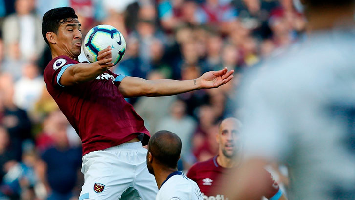 Fabian Balbuena in action against Tottenham