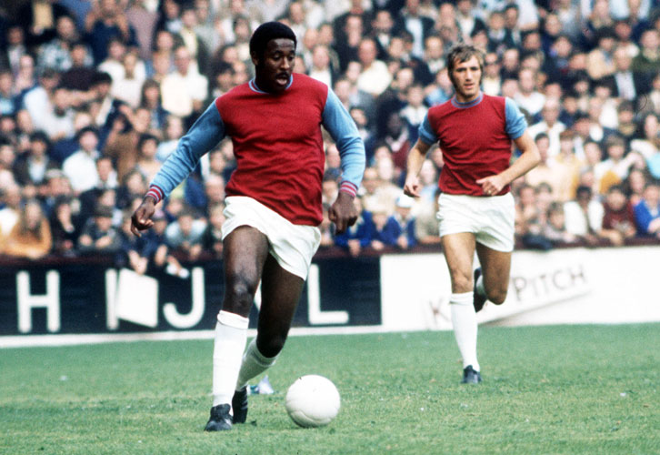 Clyde Best and Billy Bonds in action against West Bromwich Albion in February 1973