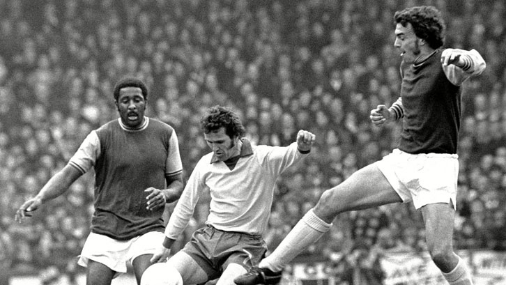 Clyde and Sir Trevor battle with Southampton's Terry Paine in April 1973