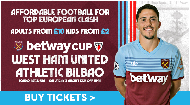 West Ham United versus Athletic Bilbao ticket graphic