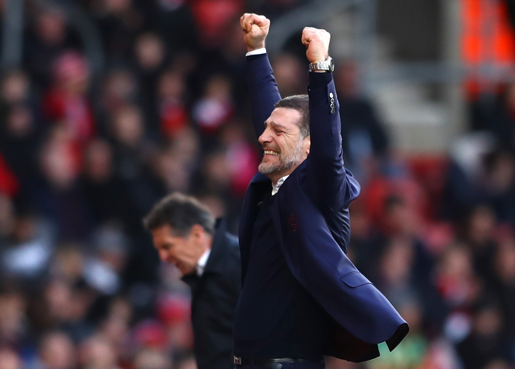 Slaven Bilic celebrates during last year's victory at Southampton