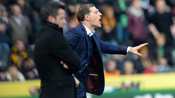 Slaven Bilic shouts instructions from the touchline at Hull