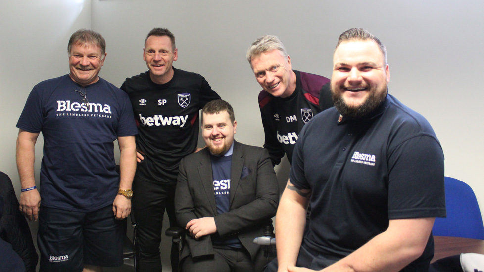 Matthew Weston and fellow Blesma members with Stuart Pearce and David Moyes