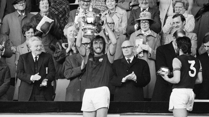 Billy Bonds lifts the FA Cup in 1975