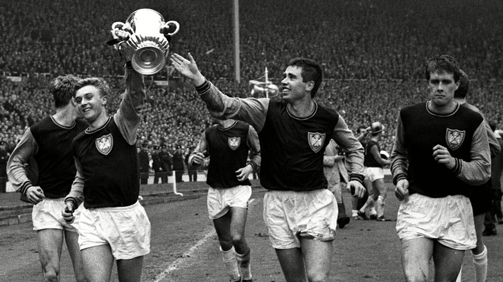 Ronnie Boyce celebrates winning the FA Cup in 1964