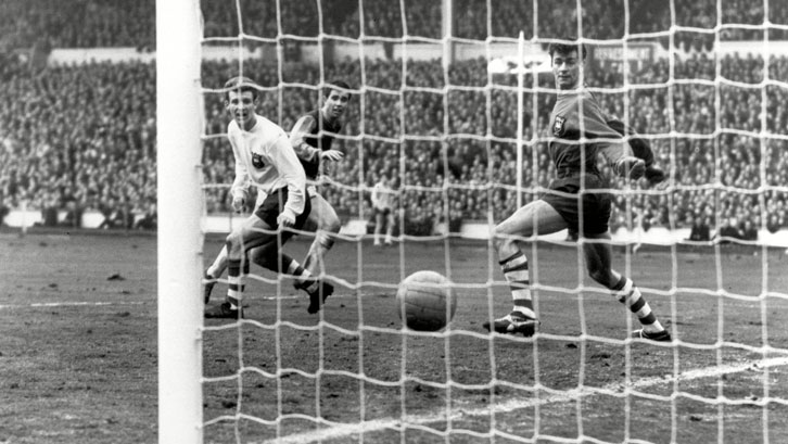 Ronnie Boyce scores the winning goal in the 1964 FA Cup final
