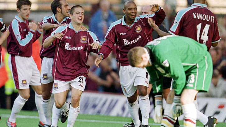 West Ham celebrate a goal against Bradford