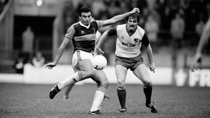 Trevor Brooking in action against Stoke City during his final season in a Claret and Blue shirt