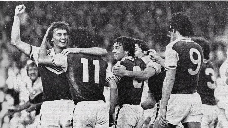 Billy Lansdowne celebrates scoring against Burnley