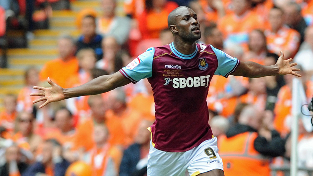 Carlton Cole celebrates scoring at Wembley in 2012