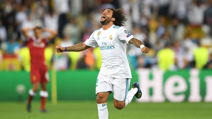 Real Madrid left-back Marcelo celebrates