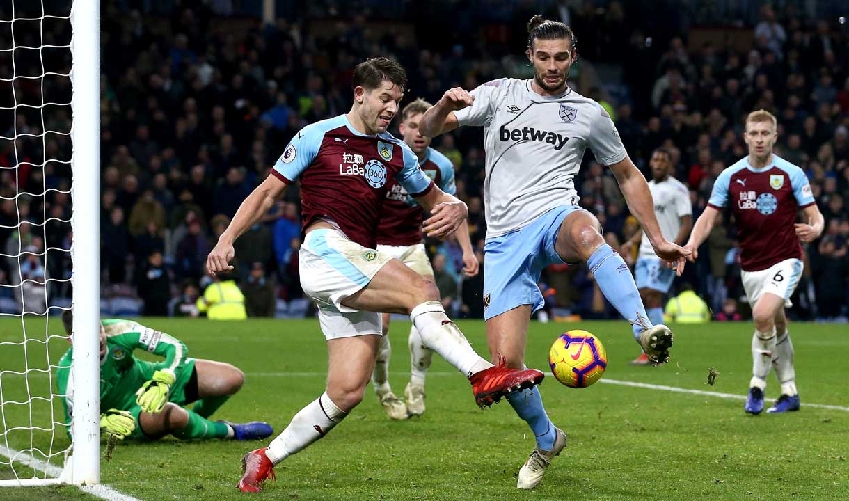 Andy Carroll on the ball at Burnley