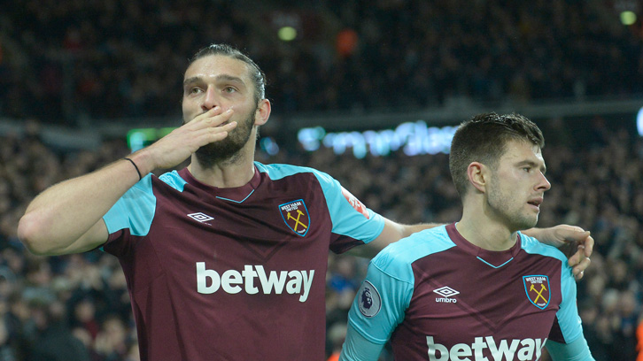 Andy Carroll celebrates his goal against West Brom
