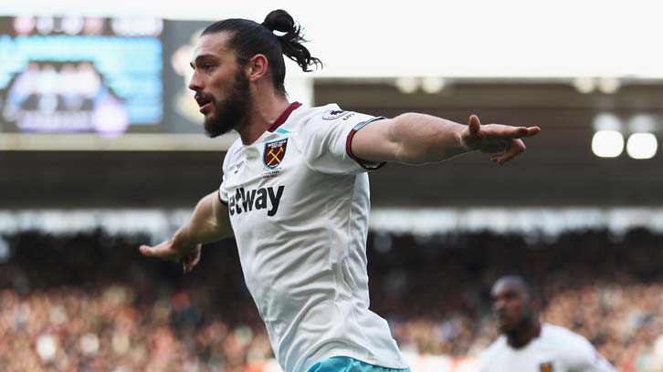 Andy Carroll celebrates scoring at Southampton