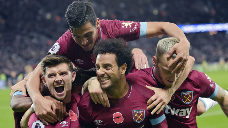 Felipe Anderson celebrates scoring against Burnley