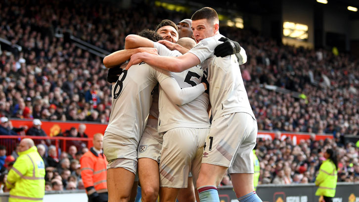West Ham United players celebrate Felipe Anderson's goal