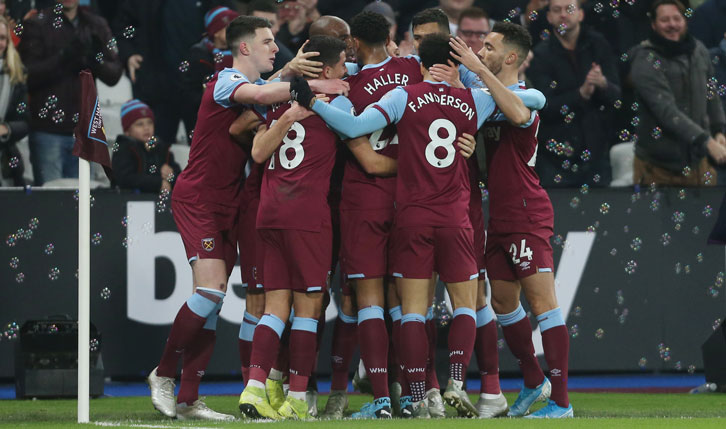 West Ham celebrate scoring against Bournemouth