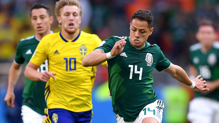 Chicharito in action against Sweden