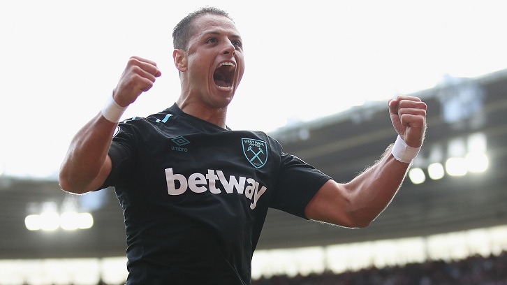 Chicharito celebrates scoring at Southampton in August