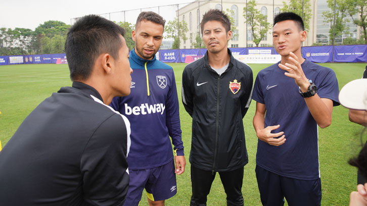 Academy coach Lauris Coggin spreading the West Ham way in China