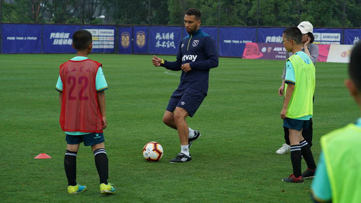 Academy coach Lauris Coggin spreading the West Ham way in China