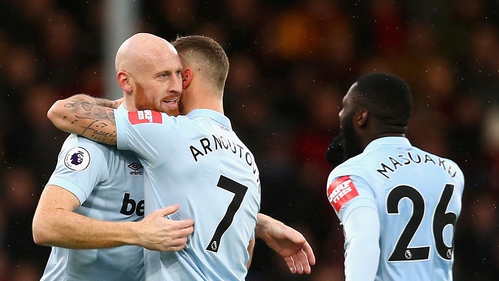 James Collins celebrates scoring at AFC Bournemouth