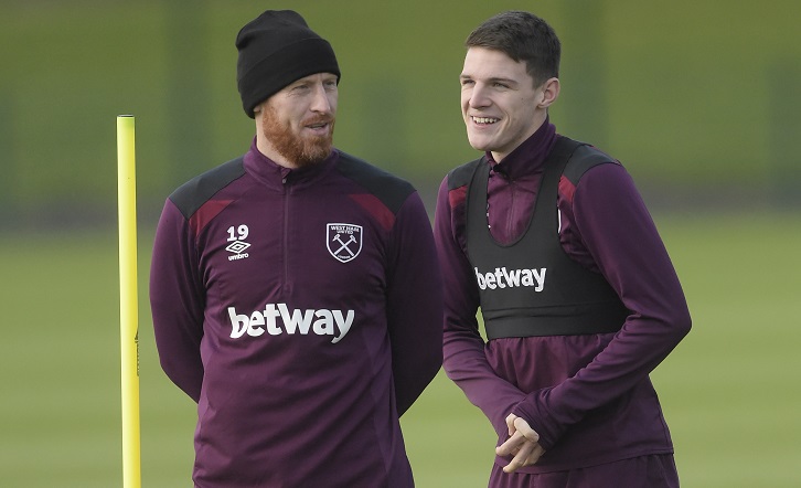 James Collins passes on his experience to Declan Rice