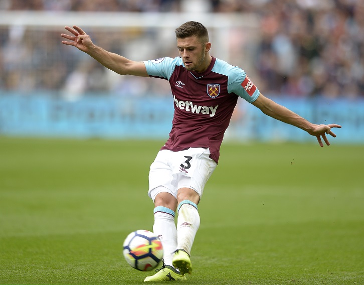 Aaron Cresswell delivers a cross during the 1-0 Premier League win over Swansea City at London Stadium